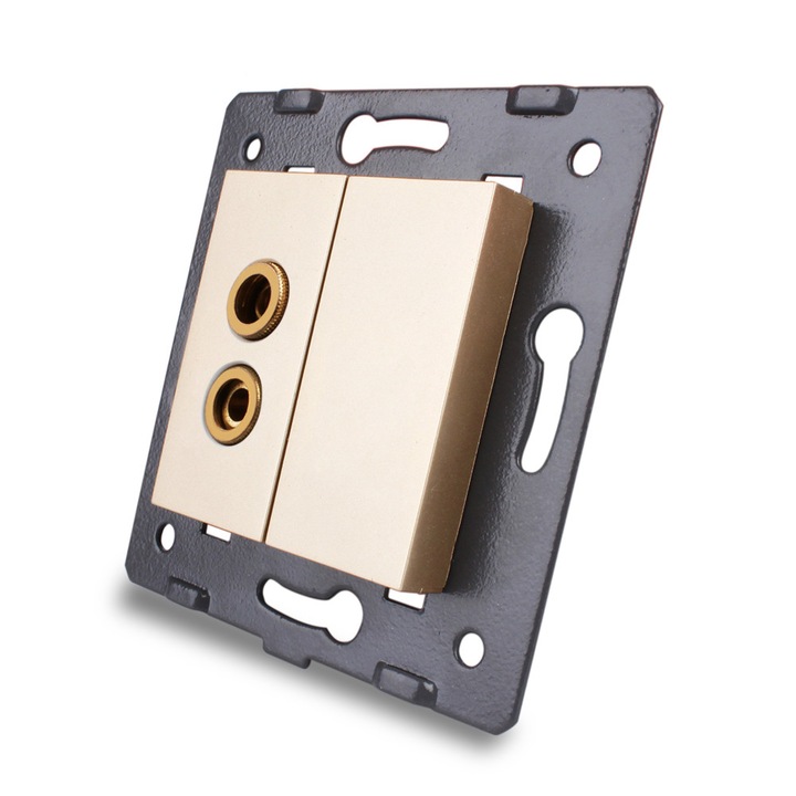 Priza cu mufa pentru redare sunet Livolo, Auriu