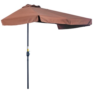 Umbrela de soare semicirculara, Outsunny, Poliester, 230x130x249 cm, Maro