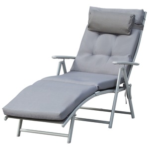 Sezlong pliabil, Outsunny, Metal,137x63,5x100,5 cm, Gri