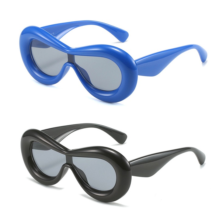 Set 2 Ochelari de soare pentru femei, UV400, Albastru/Negru