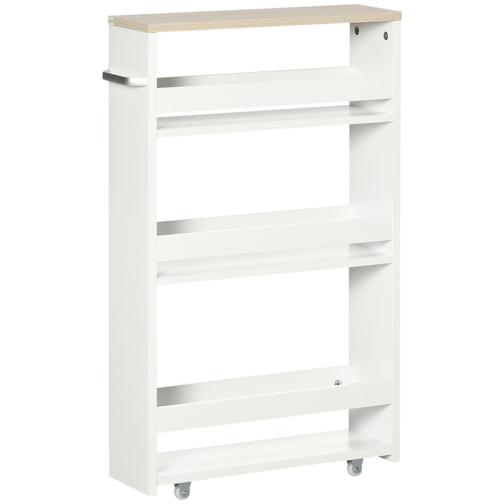 Dulap, Kleankin, Multifunctional, Cu roti, 48x15x80cm, Alb