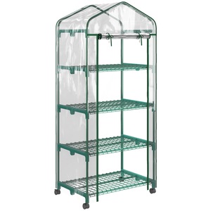 Sera verticala, Outsunny, PVC/Otel, 69x50x165cm, Verde/Transparent
