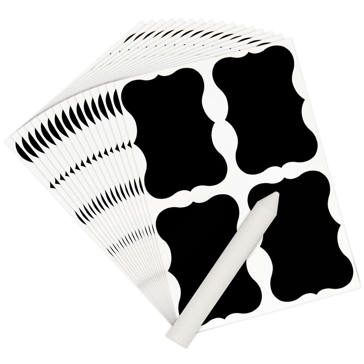 Set 160 Etichete Reinscriptibile Creative Home, Vinil Rezistent la Apa, Multifunctionale, Alb/Negru, 50x35mm