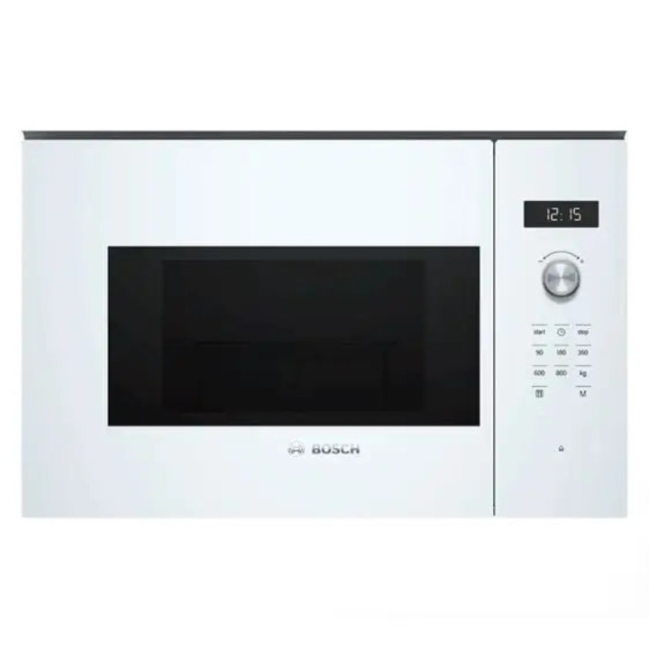 Cuptor cu microunde incorporabil. Bosch, INOX/Sticla, 800W, 20L, 5 trepte, Alb