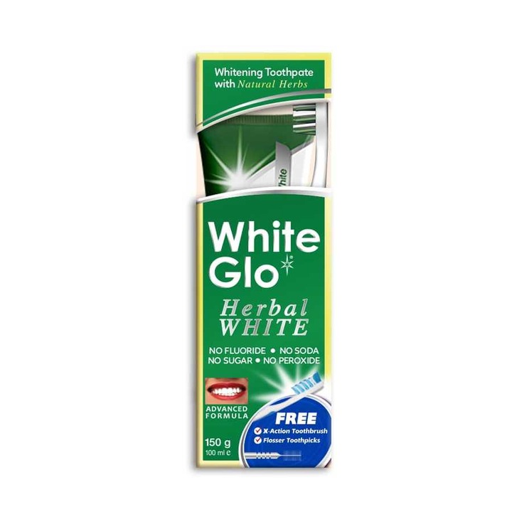 Билкова избелваща паста и четка за зъби White Glo 100мл