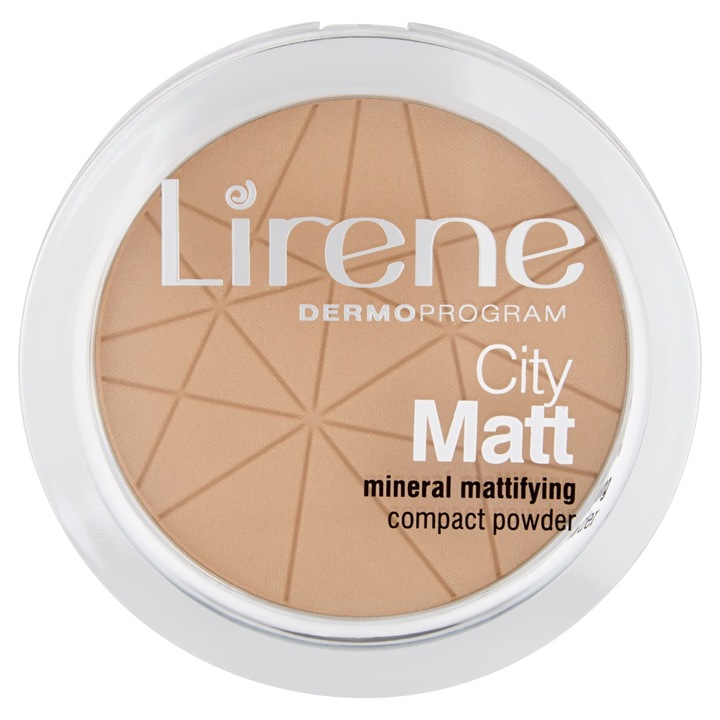 Компактна пудра, Lirene, 9g, City Matt Mineral Mattifying, 03 Beige