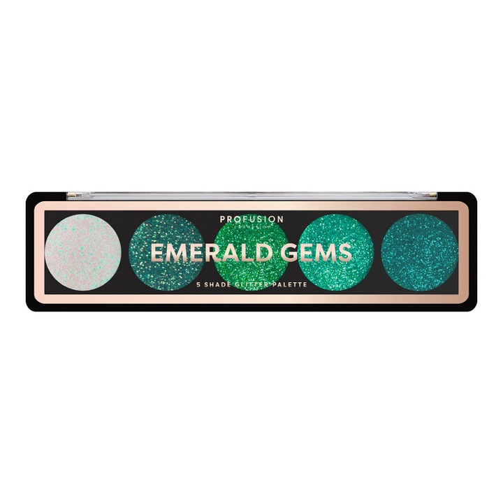 Paleta farduri de pleoape, Profusion, Emerald Gems Eyeshadow, 5 culori