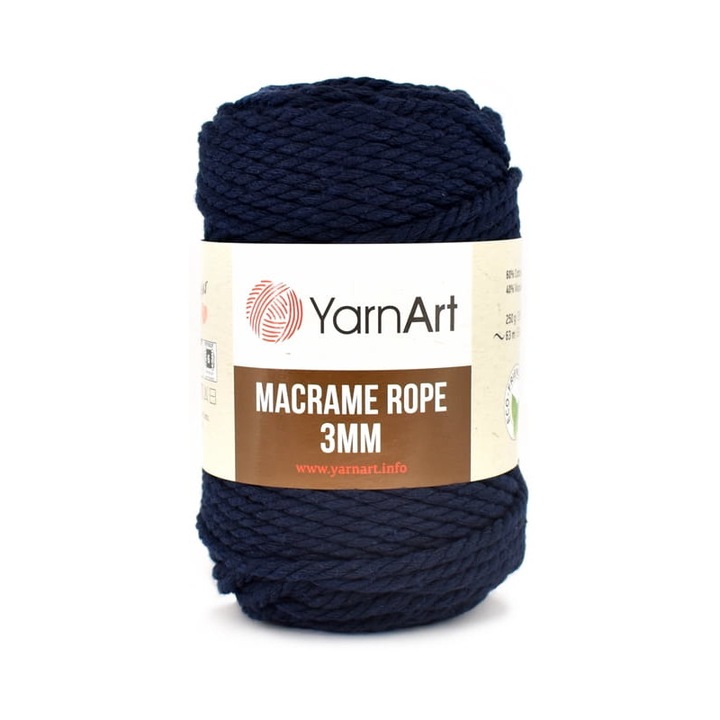 Textilszál, YarnArt, pamut, 63m x 3mm, sötétkék