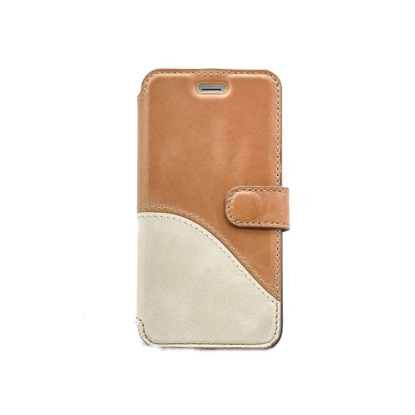 Husa de protectie Tellur Book, Wave, piele, pentru iPhone 6/6S, Maro/Alb