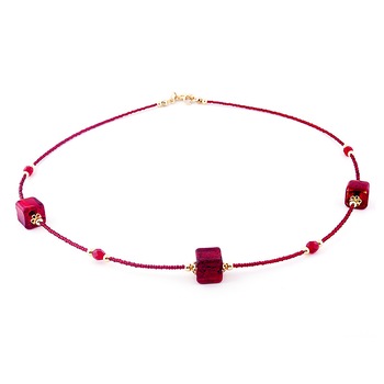 Colier CUBICO 3 rosu cu auriu din sticla de Murano, 45 cm, Bijuterii Original Murano Colier CUBICO 3 rosu cu auriu din sticla de Murano, 45 cm, Bijuterii Original Murano