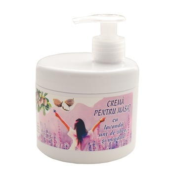 Crema pentru Masaj cu Lavanda, Unt de shea si Migdale Elasticitate si Hidratare 500 ml Crema pentru Masaj cu Lavanda, Unt de shea si Migdale Elasticitate si Hidratare 500 ml
