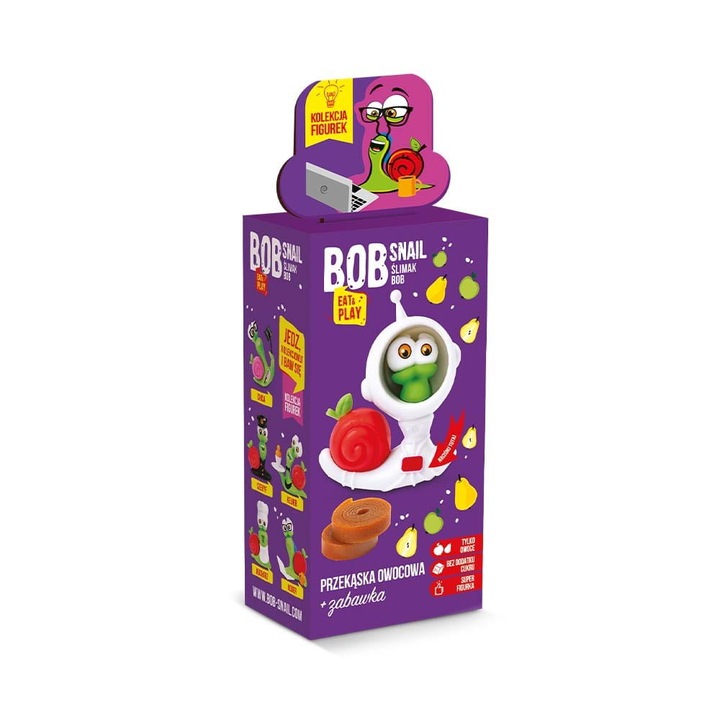 Snack cu jucarie Bob Snail, Mere si pere, 20g