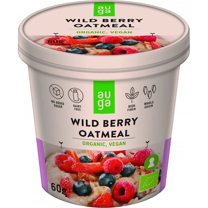 Fulgi de ovaz cu fructe de padure din cereale integrale BIO, Auga, 60 g