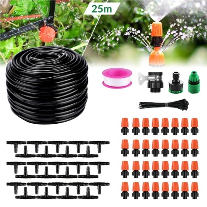 Ködöntöző vízfüggöny készlet, 25m, 32 nagy, fekete