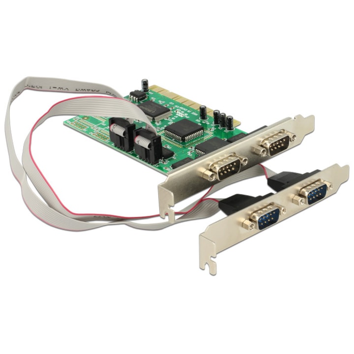 Card PCI, DeLock, Metal, 4 intrari, Gri