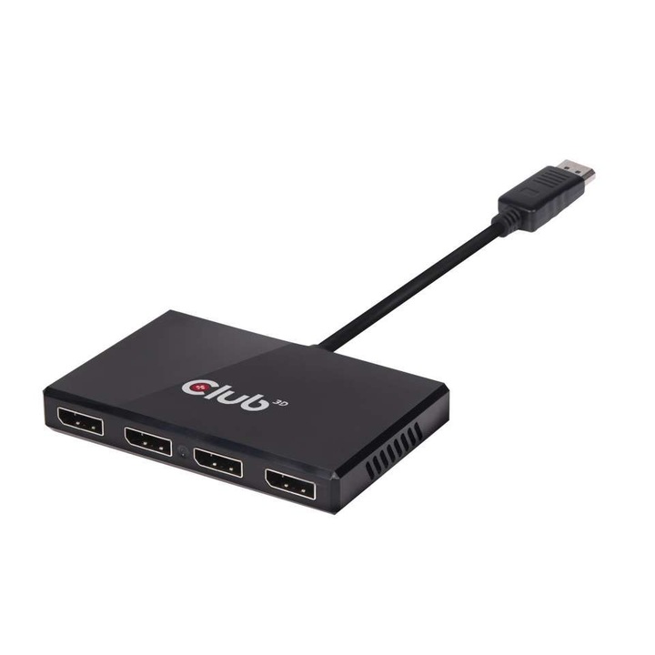 Хъб, Club3D, DisplayPort 1.2, USB, черен