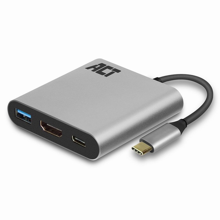 Хъб адаптер USB-C - HDMI, ACT, 4K, сив