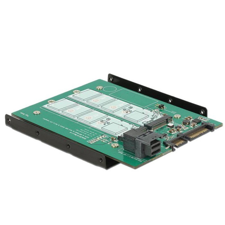 Convertor DeLock 3.5″ SATA 22 pini / SFF-8643 NVMe > 1x M.2 Key M + 1x M.2 Key B 62704