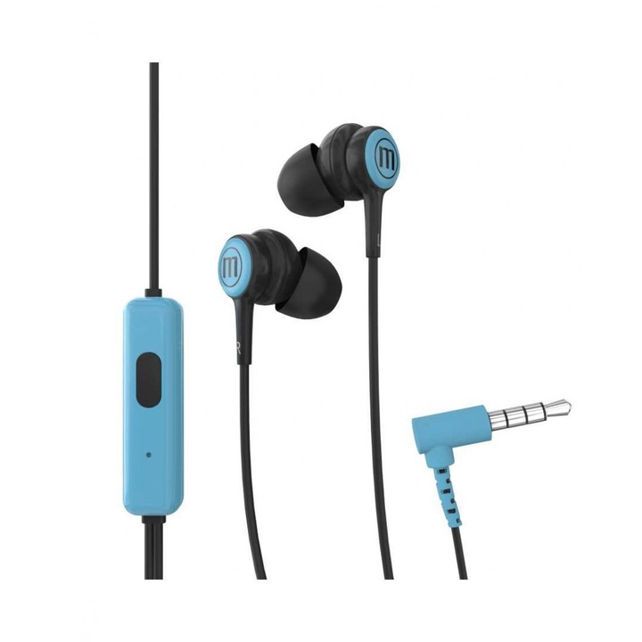 Аудио слушалки за телефон, Maxell, 3,5 мм, черни/сини