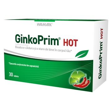 Supliment alimentar GinkoPrim Hot Walmark, 30 tablete Supliment alimentar GinkoPrim Hot Walmark, 30 tablete