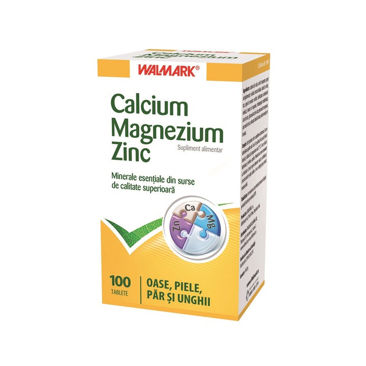 Supliment alimentar Calcium Magnezium Zinc Walmark, 100 tablete