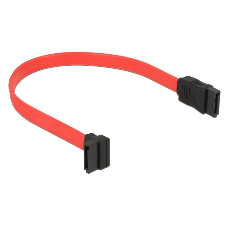 Delock SATA piros, felfele/egyenes csatl., 22 cm-es összekötő kábel (DL-84354)