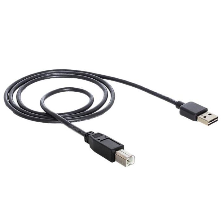 Cablu DeLock, EASY-USB 2.0 tip A tata > USB 2.0 tip B tata 2 m, Negru