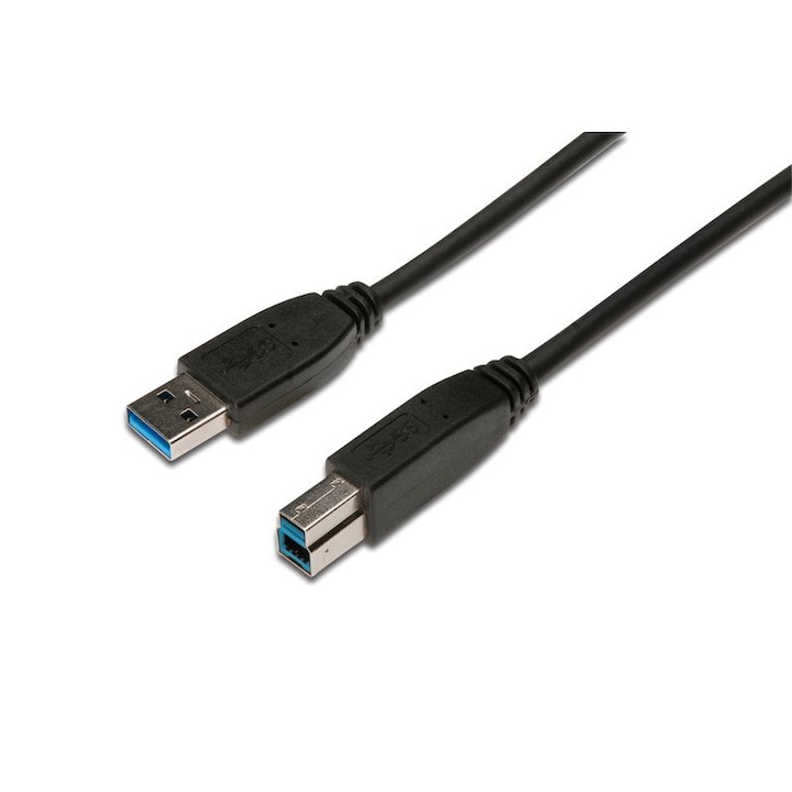 Assmann USB3.0 connection cable type A - B M/M 1,8m Black, 128272, Kábel