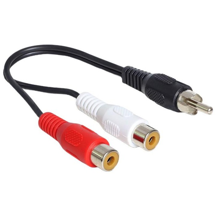 Cablu, DeLock, RCA 2x mama > RCA 1x tata, 0,2 m, 84493