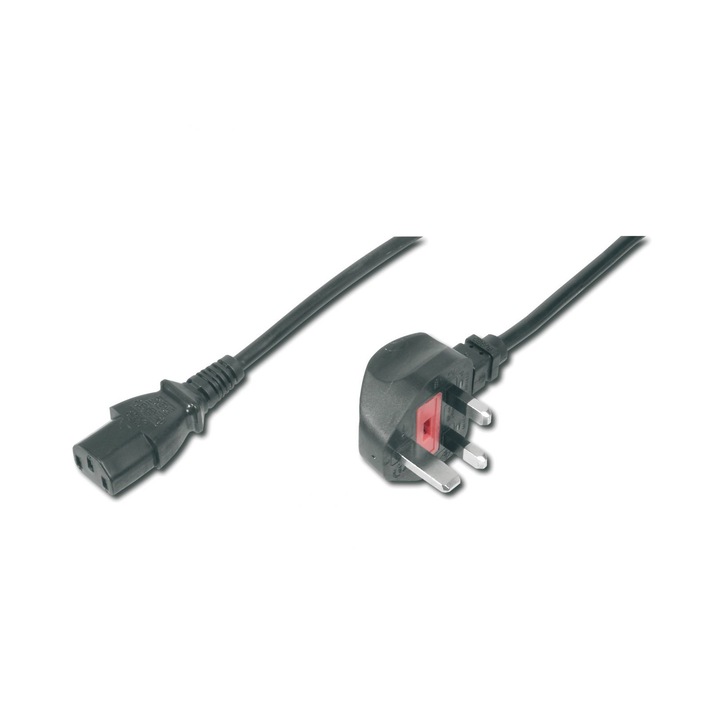 Assmann Power Cord, UK plug, 90° angled - C13 1,8m Black, 151849, Kábel