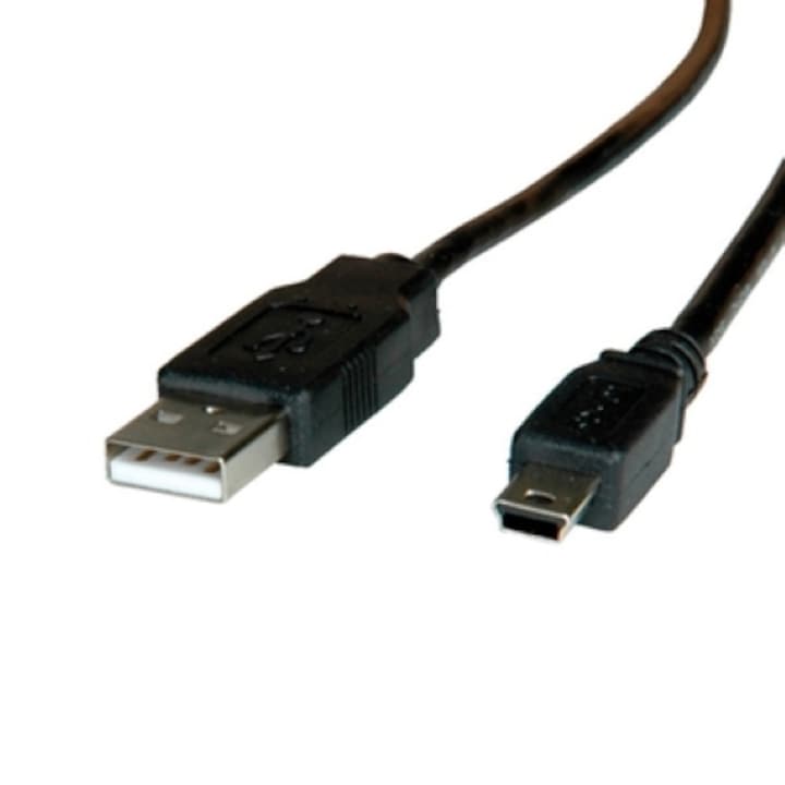 Кабел Roline, USB 2.0 Type A to Mini 5pin, Черен, 3м, M/M