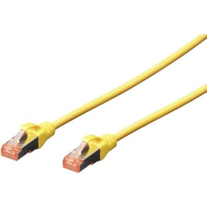 RJ45 Кабел за мрежова връзка CAT 6 S/FTP 3,00 m Жълт Без халоген, усукана двойка, с протектор, Огнеустойчив Digitus (DK-1644-030/Y)