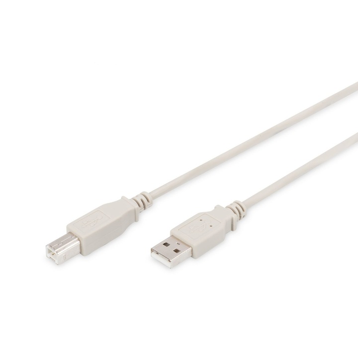 Assmann USB 2.0 connection Kábel, type A - B 1,8m Bézs, Kábel