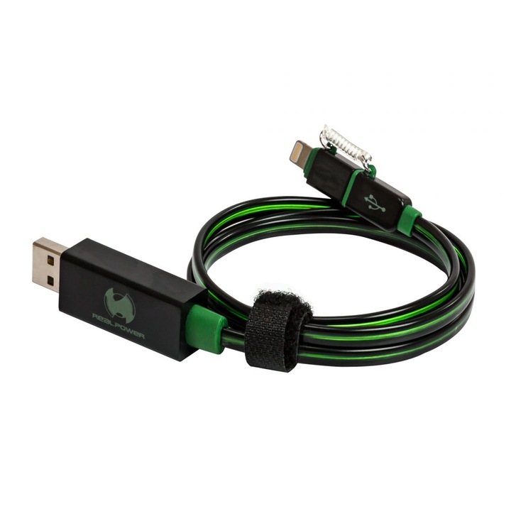 Cablu plutitor Realpower 2 in 1 74,5 cm Verde, 140693, Cablu