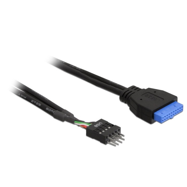 Cablu de date, DeLock, USB 3.0 - USB 2.0, 45 cm, Negru