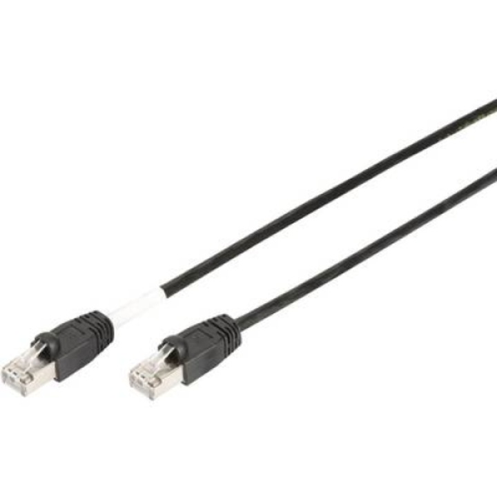 RJ45 Hálózat Csatlakozókábel CAT 6 S/FTP 2.00 m Fekete UV álló, sodort érpár Digitus (DK-1644-020/BL-OD)