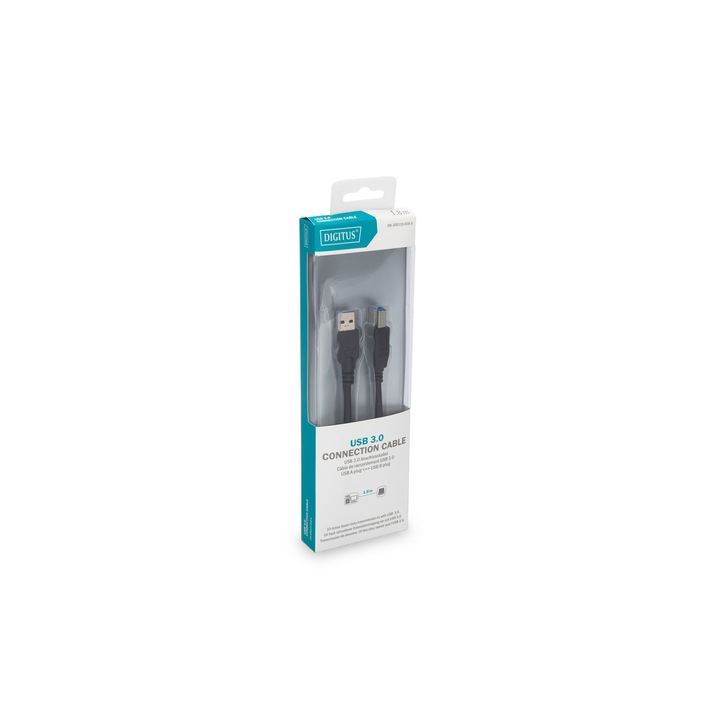 Кабел за данни, Digitus, USB 3.0, 1,8 м, черен