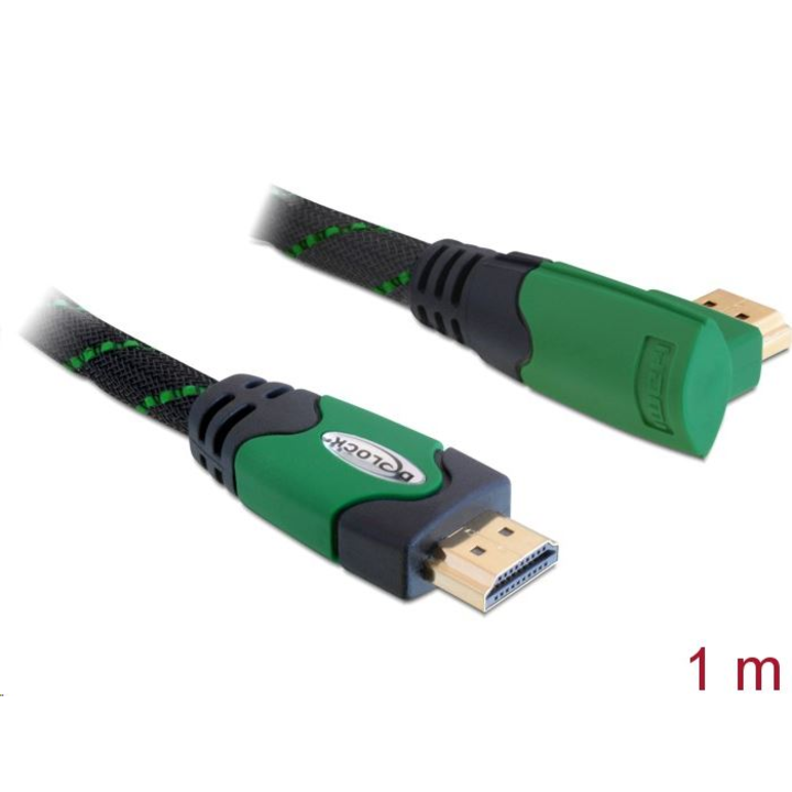 Високоскоростен DeLock HDMI кабел с Ethernet - HDMI A мъжки > HDMI A мъжки под ъгъл 4K 1m 82951