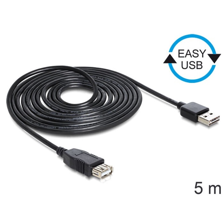 DeLock USB2.0 A apa/USB 2.0 A anya hosszabbító kábel 5m Black (CPX2762165)