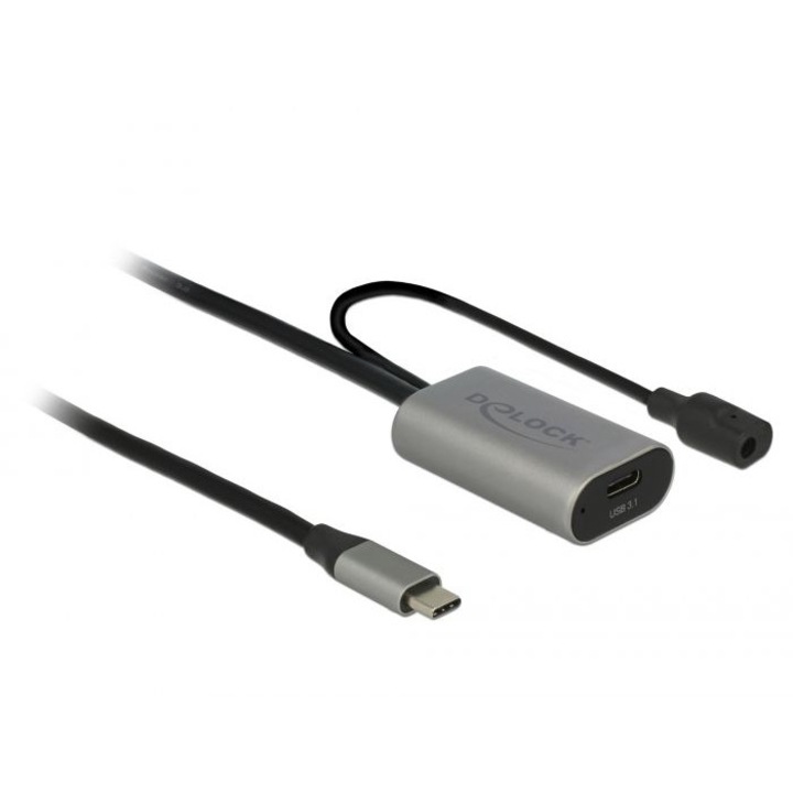 Cablu prelungitor, DeLock, USB 3.1 Gen 1 USB Type-C, 5m, Negru