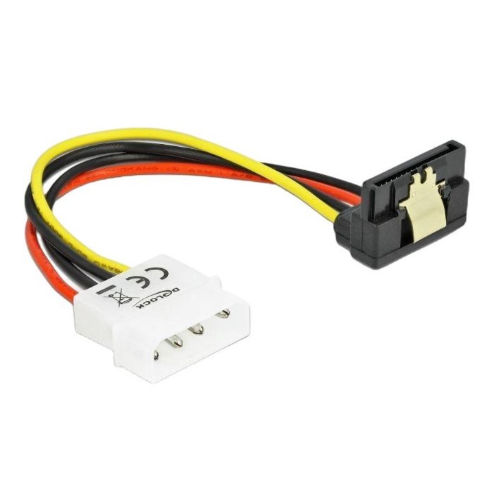Cablu SATA 15 pini HDD, Delock, Clema metalica cu 4 pini, 15cm, Multicolor