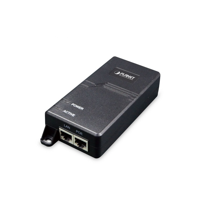 Adaptor PoE+, Planet, Injector, 802.3at, Negru