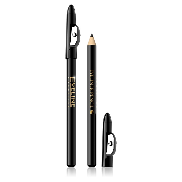 Eveline Eyeliner Pencil eyeliner khol cu ascutitoare Black
