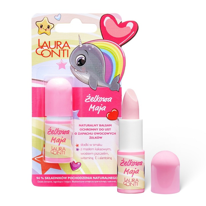 Balsam de buze, Laura Conti, aroma fructe, 94% ingrediente naturale, 3.8g