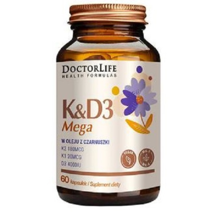 Хранителна добавка витамин K/D3, DoctorLife, 60 капсули