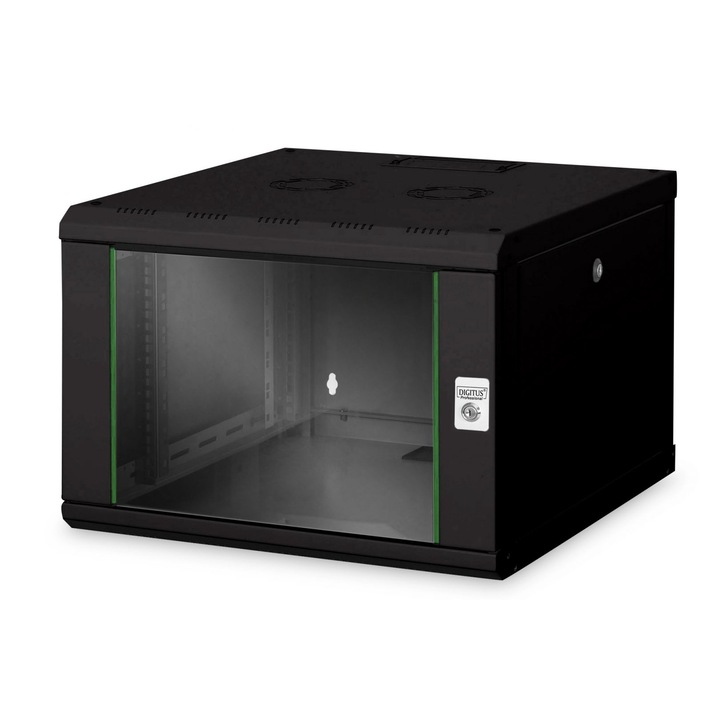 Digitus DN-19 07U-6/6-SW Falra szerelhető Rackszekrény Black, 149401, Rackszekrény