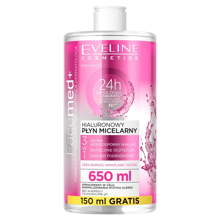 Eveline FaceMed+ Cleansing Micellar Water apa micelara pentru toate tipurile de piele 650 ml