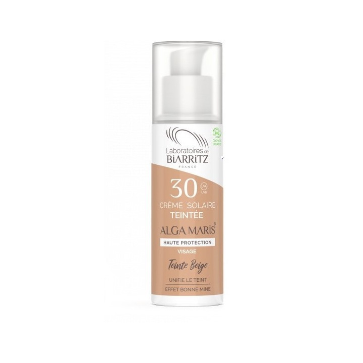 Crema solara pentru fata, Alga Maris-Lab Biarritz, SPF 30, Ton bej, 50 ml