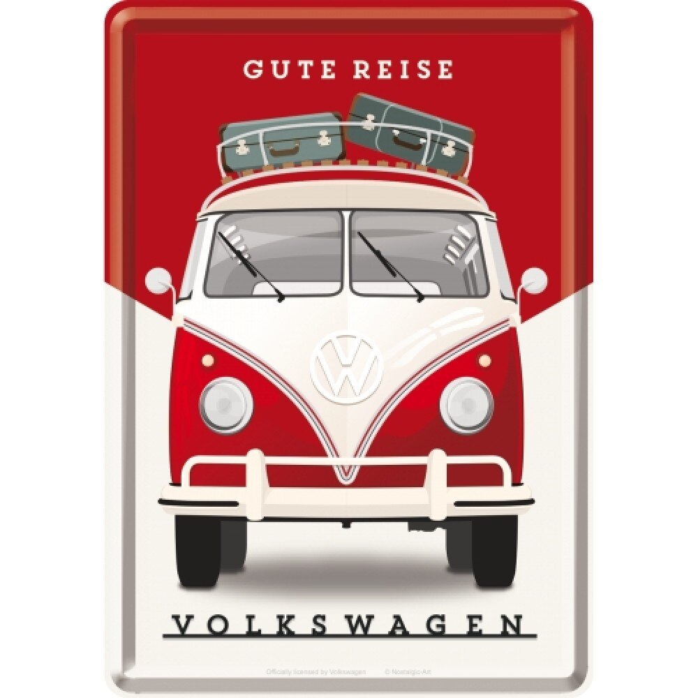 Tablou metalic - Volkswagen Gute Reise - 10x14 cm