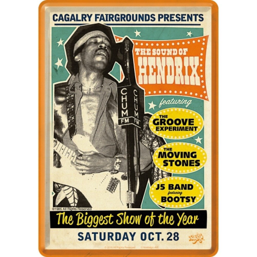 Tablou metalic - Jimi Hendrix - 10x14 cm